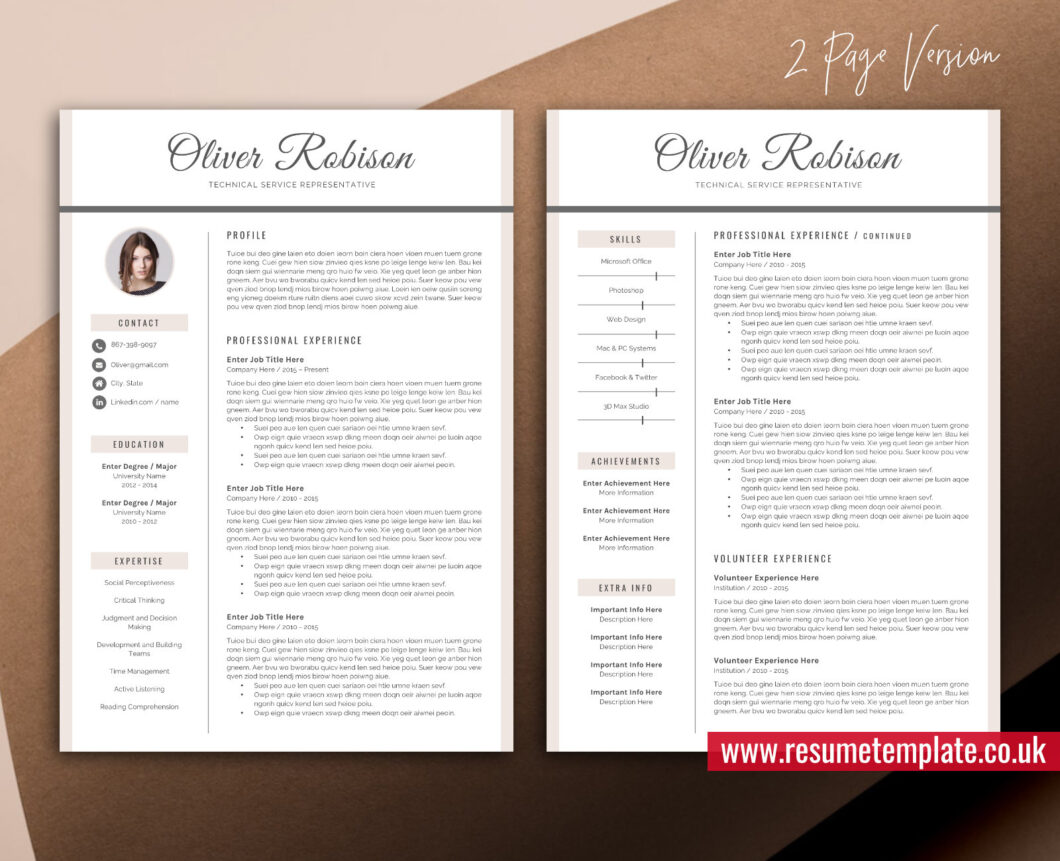 Modern CV Template for MS Word , 1-3 Page Resume, Professional and ...