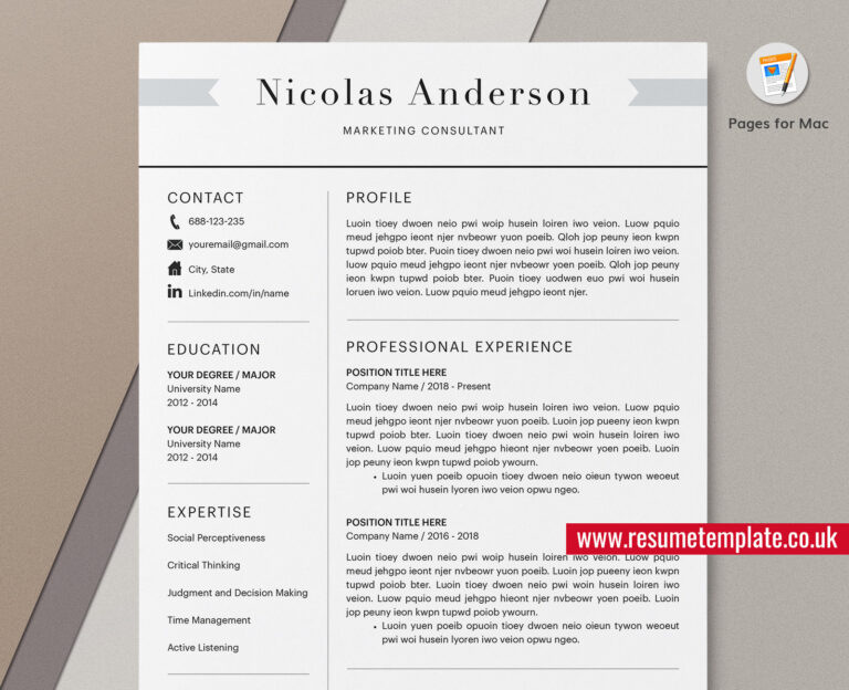 resume templates for pages mac