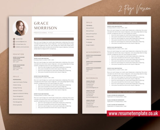 Professional CV Template for Word, Modern CV Template with Photo ...